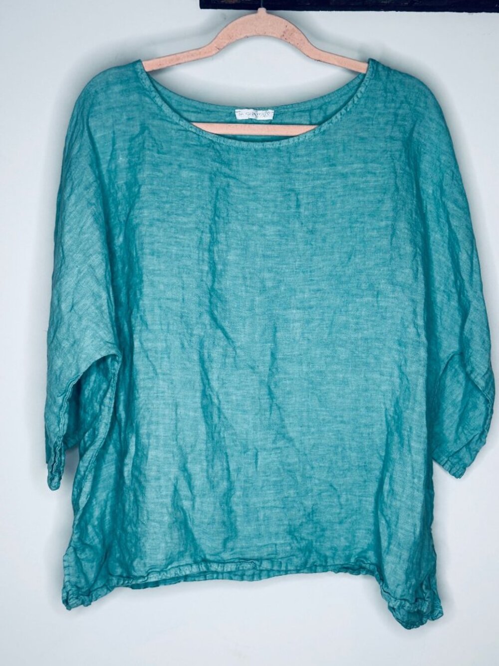 Teal Linen Top Made In Italy - Lightweight & Flowy With Relaxed Fit For Effortle